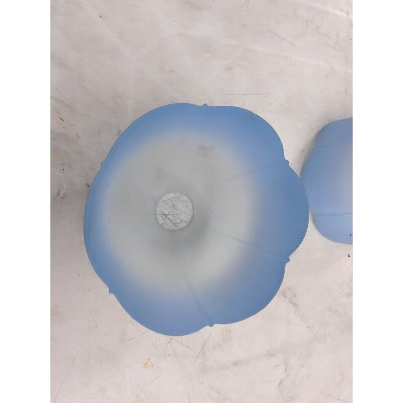 Set of 3 vintage suspensions in blue and pink opaline glass.