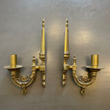 Pair of Art Deco gilt bronze wall sconces