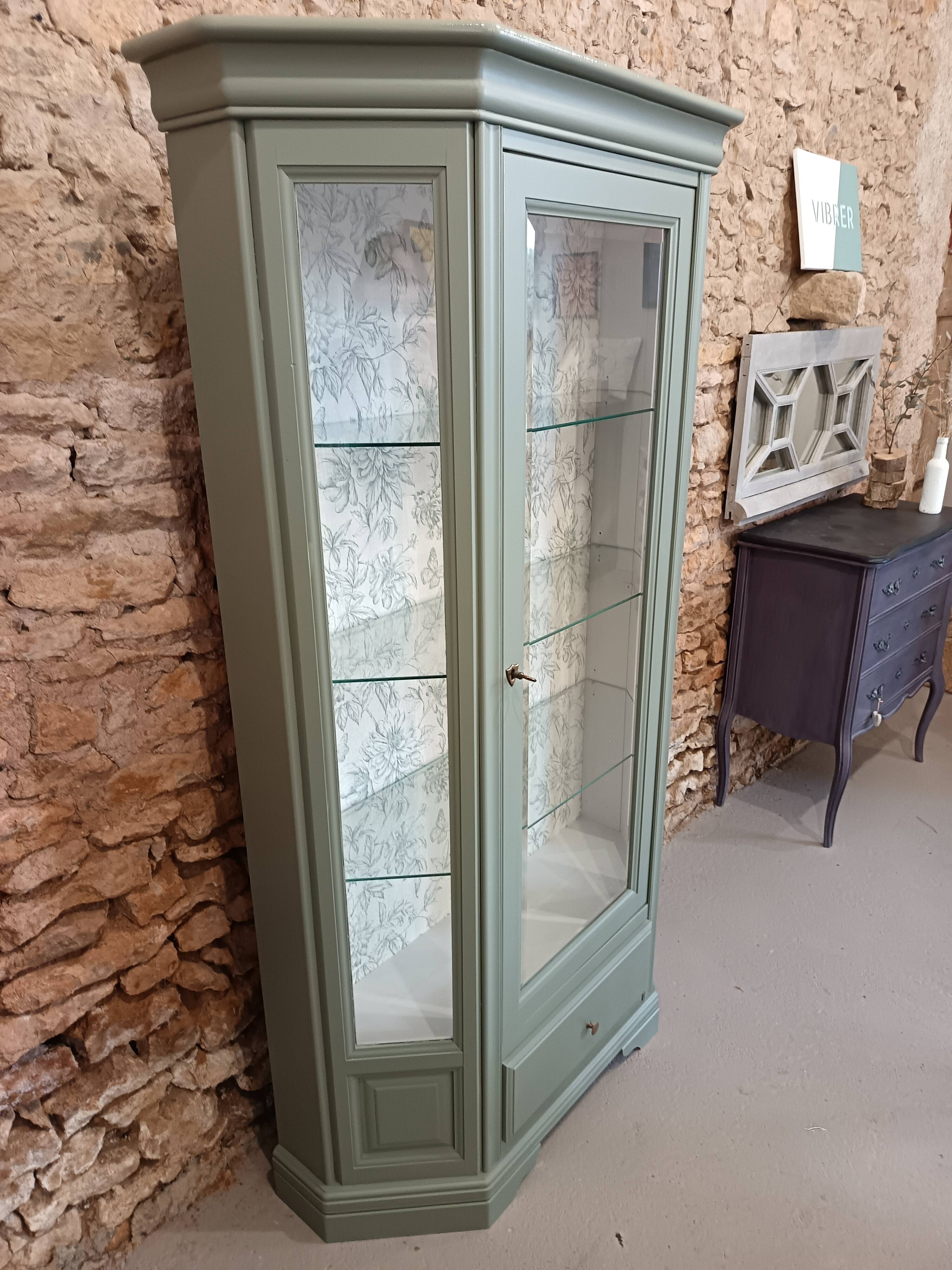 Bronze green display cabinet bookshelf