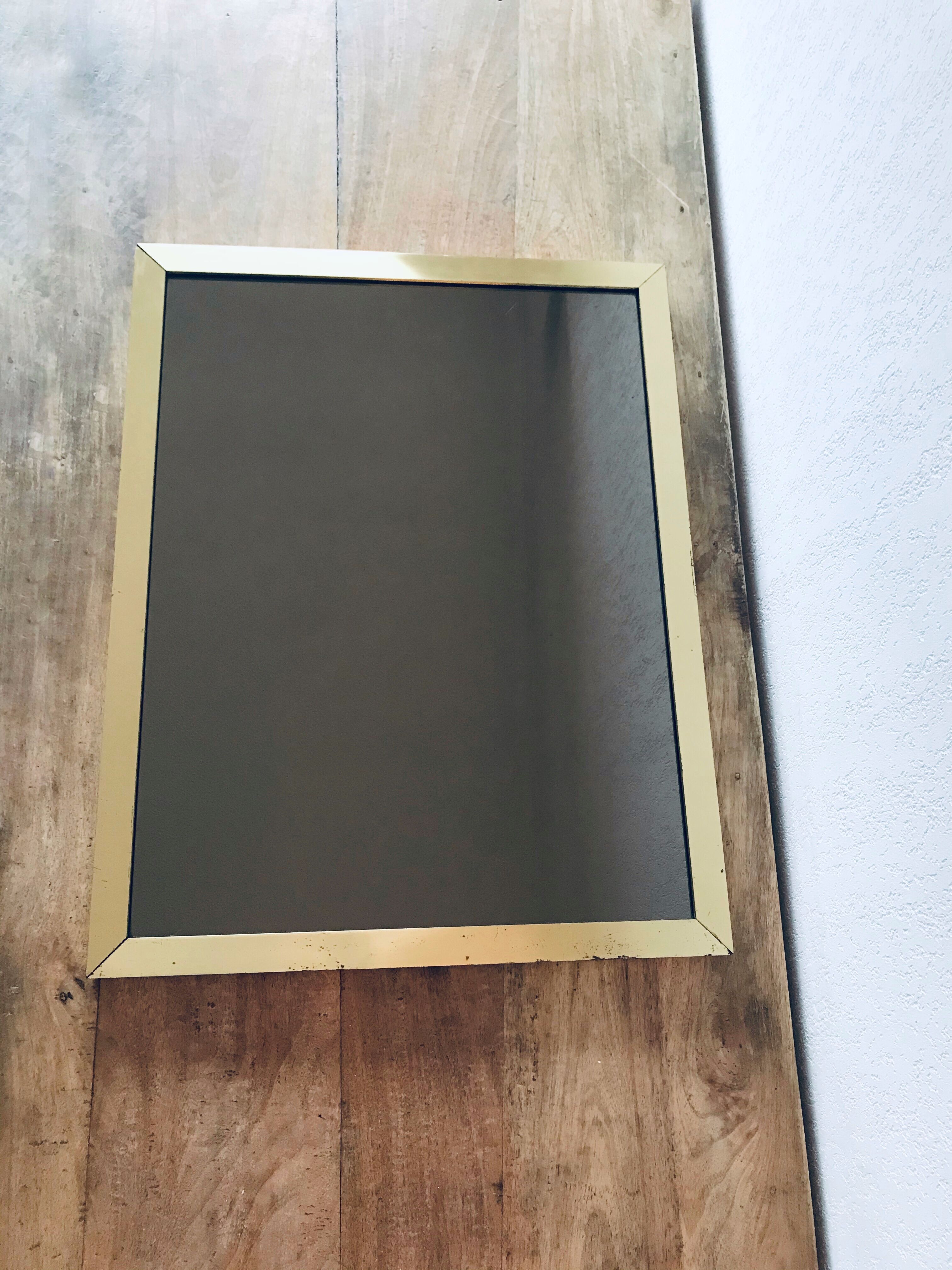 Italian brass mirror and smoked glass - 90x70cm