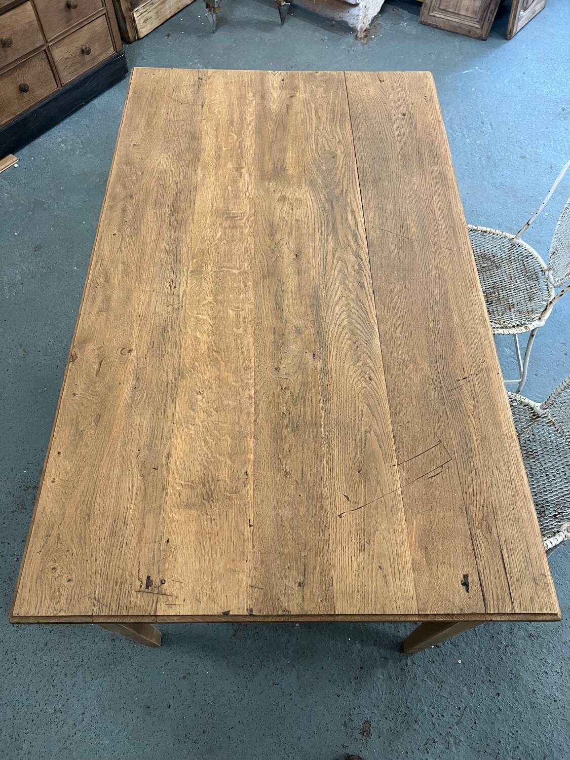 Oak farm table with two drawers
