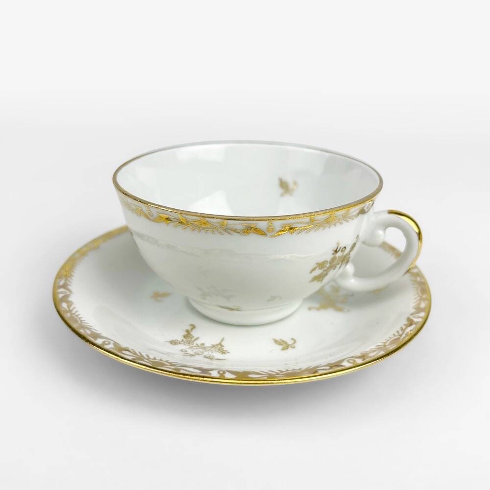 6 cups and saucers sfp foëcy émaux de limoges