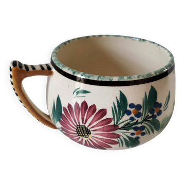 Breakfast cup HB Quimper – earthenware with rich Breton and floral decoration