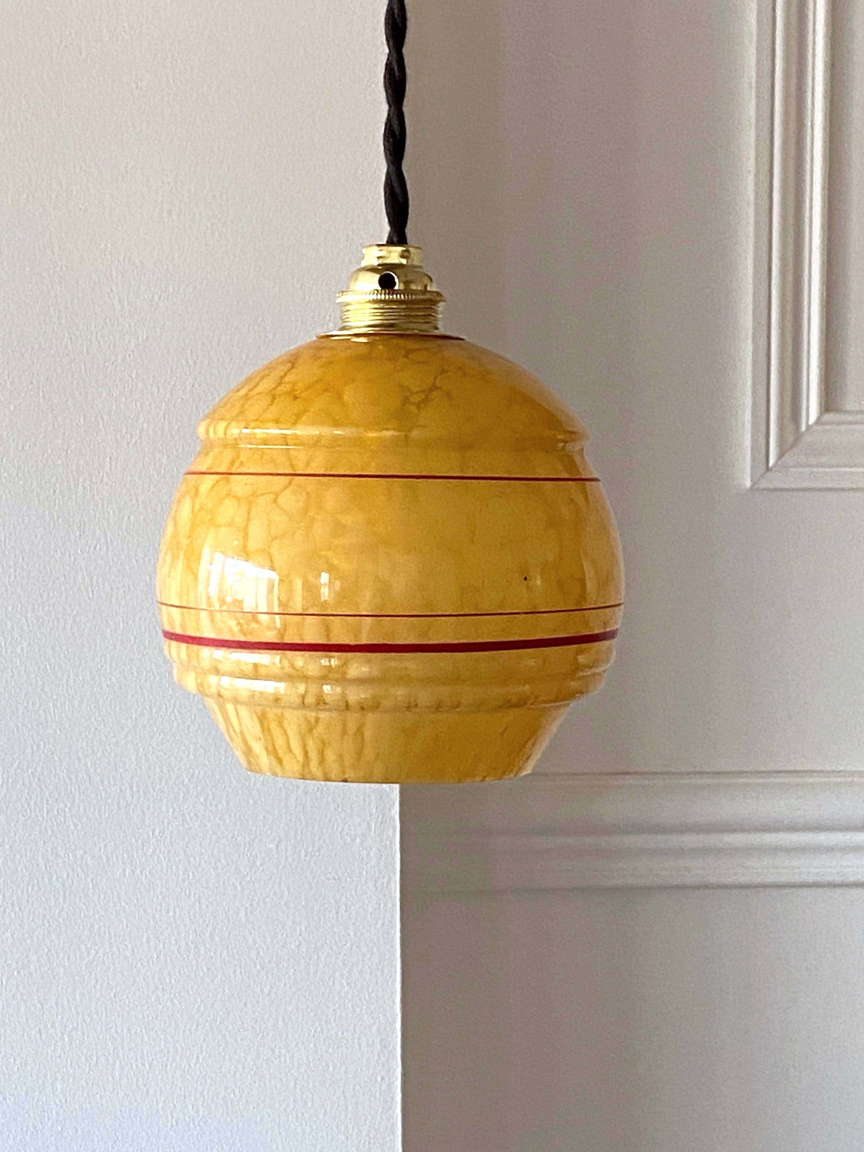 Art Deco pendant lamp in Clichy glass