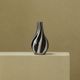 Vintage Murano glass vase from the 1980s, black and white swirl pattern, thick Italian art glass.