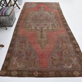 5x11 Rug For Living Room Red Brown Turkish Vintage Rug 150x338Cm