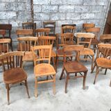Lot of 15 mismatched bistro chairs in curved wood