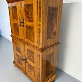 Antique 19th century Biedermeier art deco chest of drawers in walnut with wrought iron locks