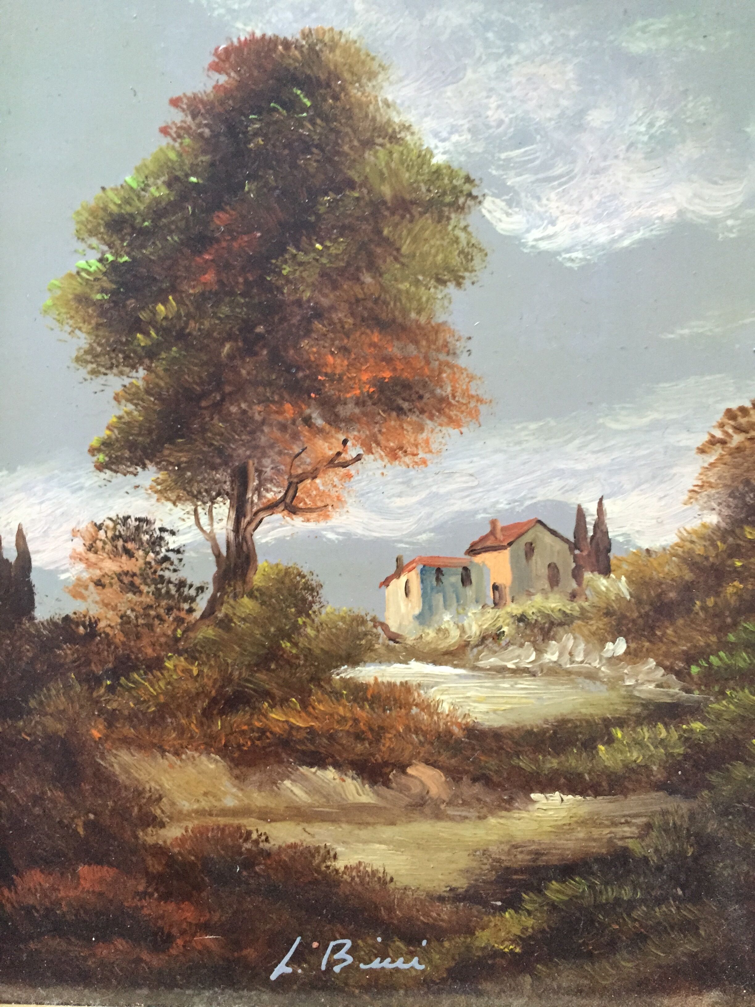 Oil on panel: landscape