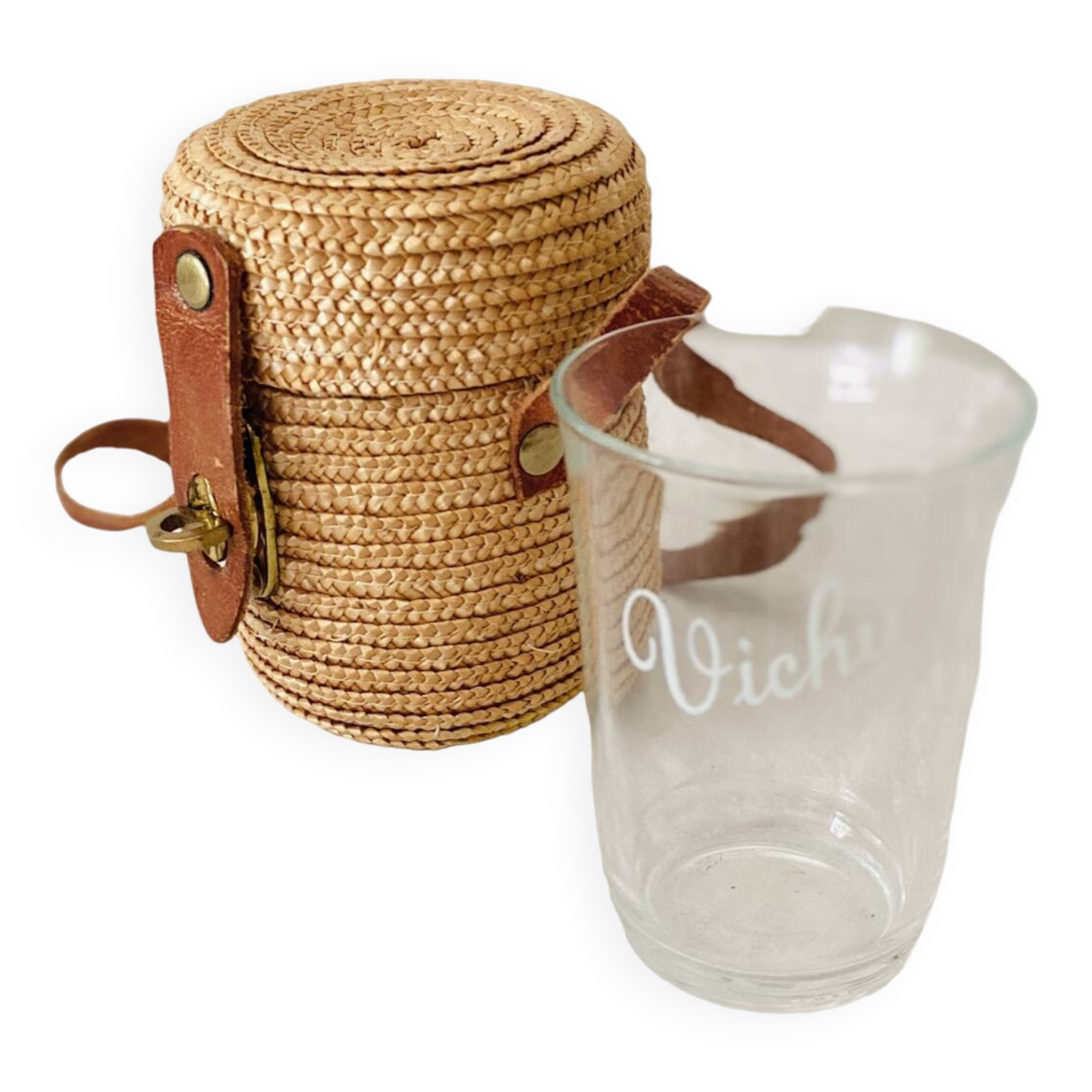Vichy glass in its wicker case