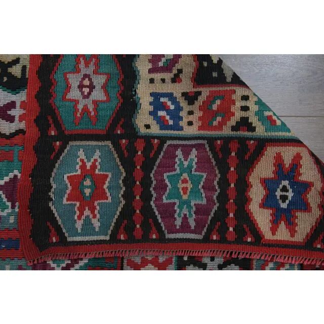1970s Vintage Turkish Hand-Knotted Wool Cotton Red Area Rug 207x311