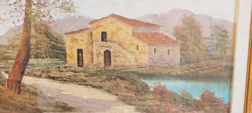 Painting oil on canvas Tuscan landscape R. Morelli 50x70 years 60/70