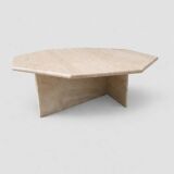 Octagonal coffee table in travertine
