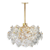 Lustre, laiton et verre cristal par Kinkeldey, Allemagne, 1970