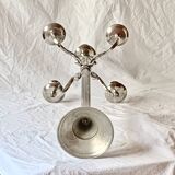Antique large five-armed chrome-plated steel candlestick - 76cm
