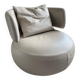 Design swivel armchair "CURL" by Roche Bobois - Light Grey Leather
