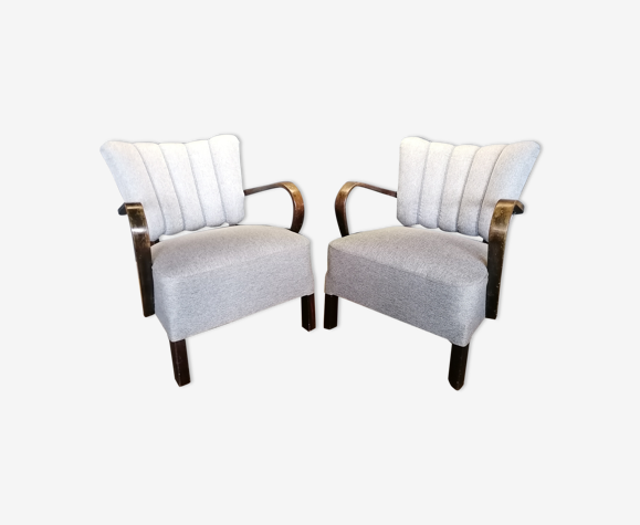 Pair chair Halabala grey, "cocktail", 1950