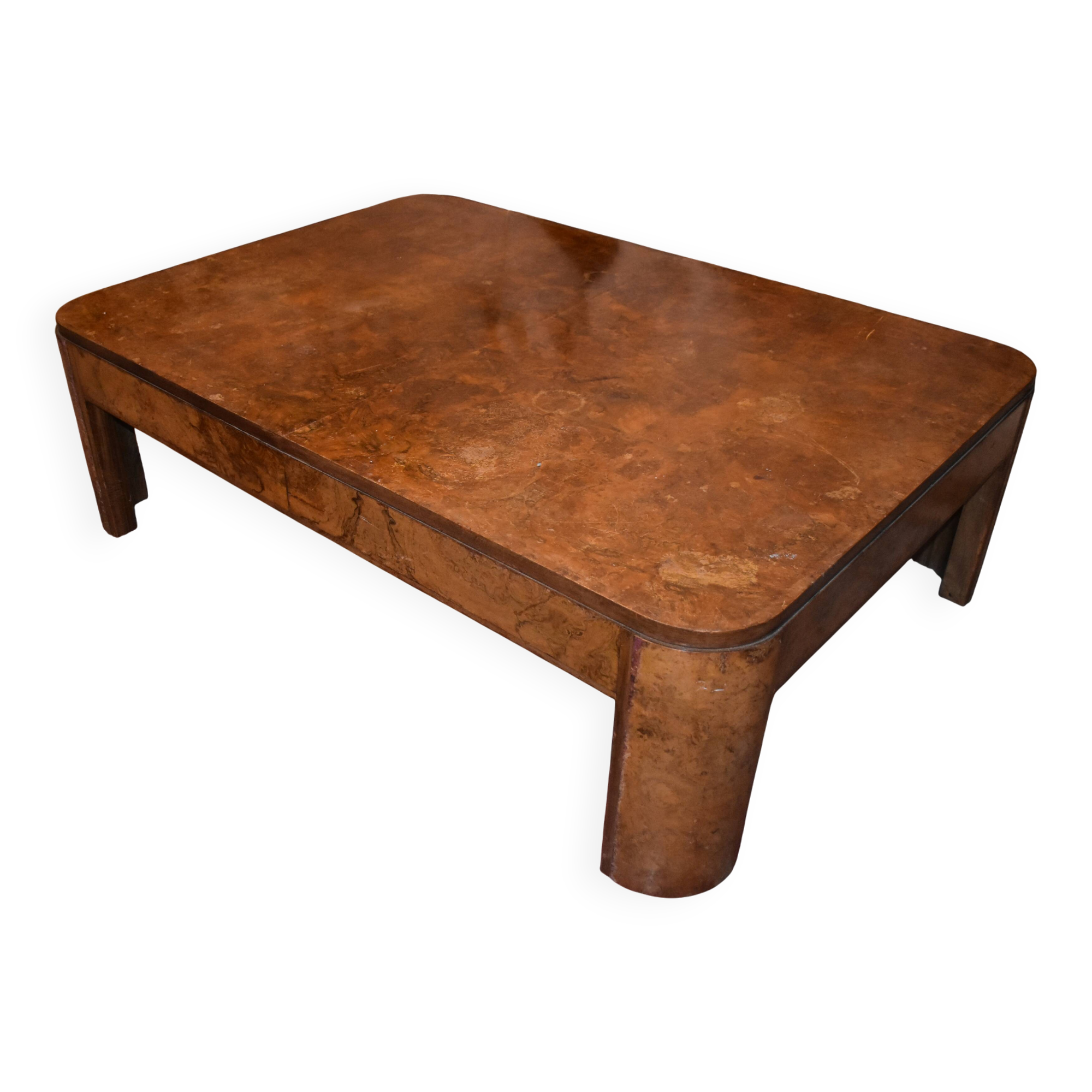 large Art Deco coffee table in amboyna burl