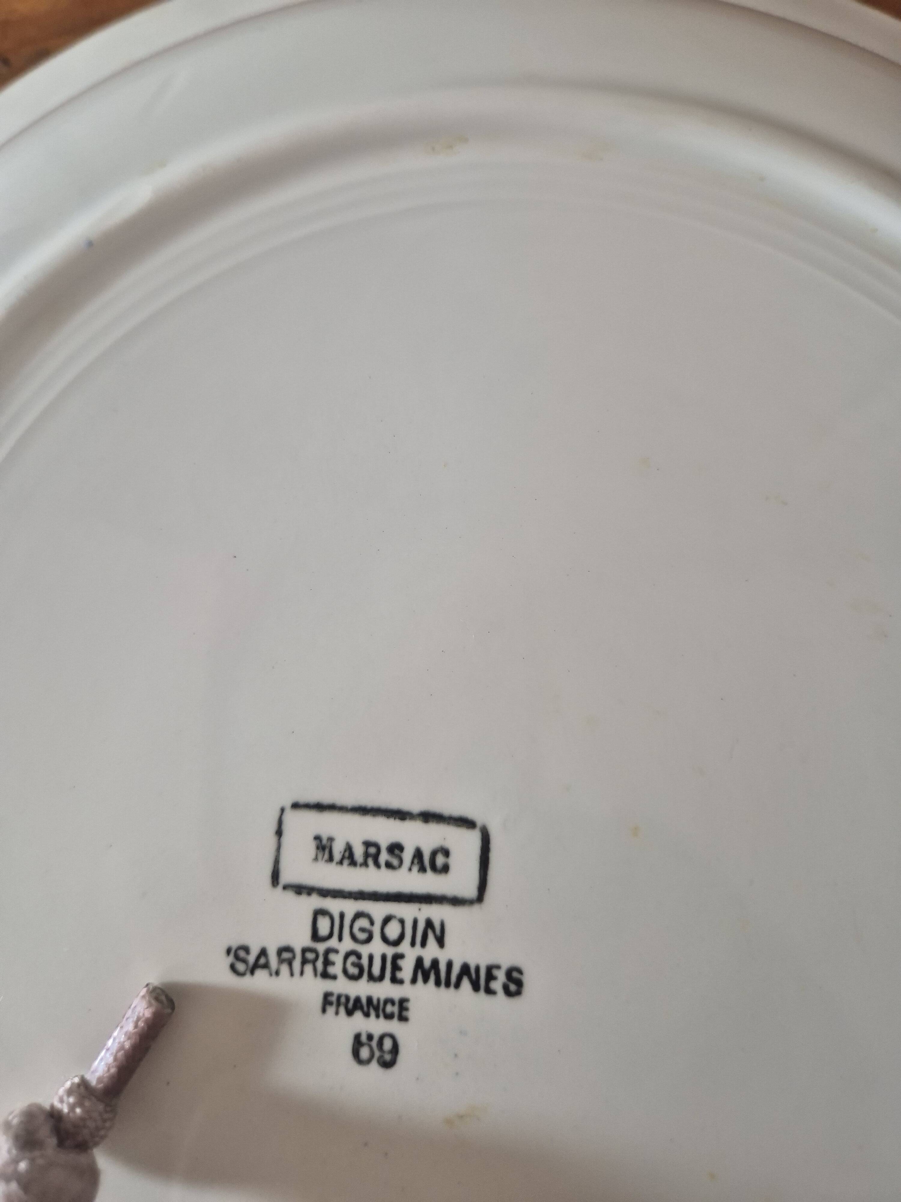 Plat saladier vintage a fleurs bleue marsac digoin de sarreguemines france