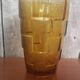 Old Art Deco Style Vase Molded Glass Orange Vintage #A696