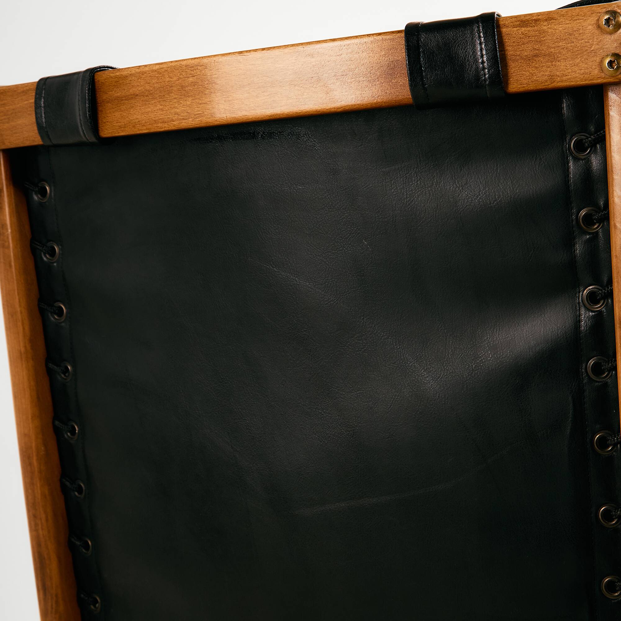 Beech armchair with leather upholstery