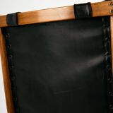 Fauteuil en hêtre avec revêtement en cuir