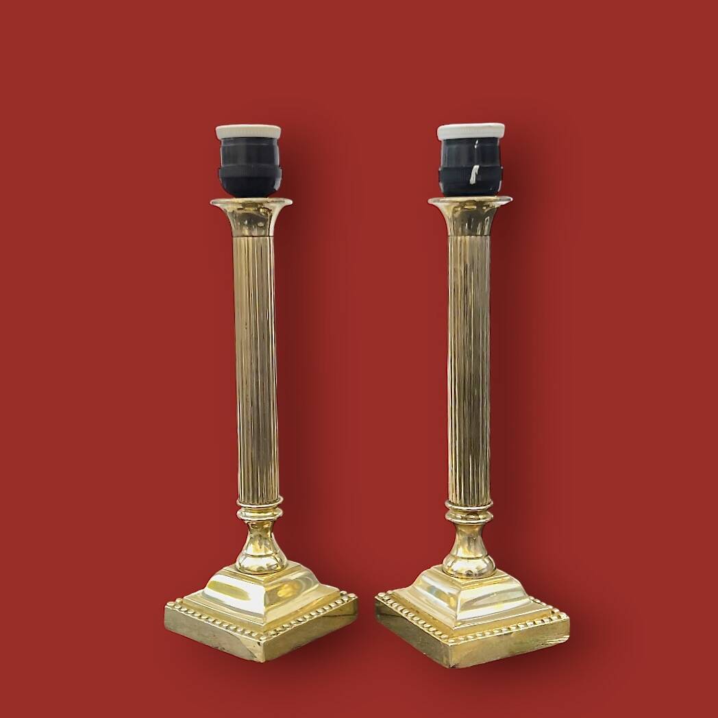 Pair of vintage solid brass lamp bases – Empire style