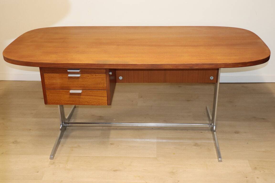 Vintage desk by George Nelson in wood and aluminum, 1960s