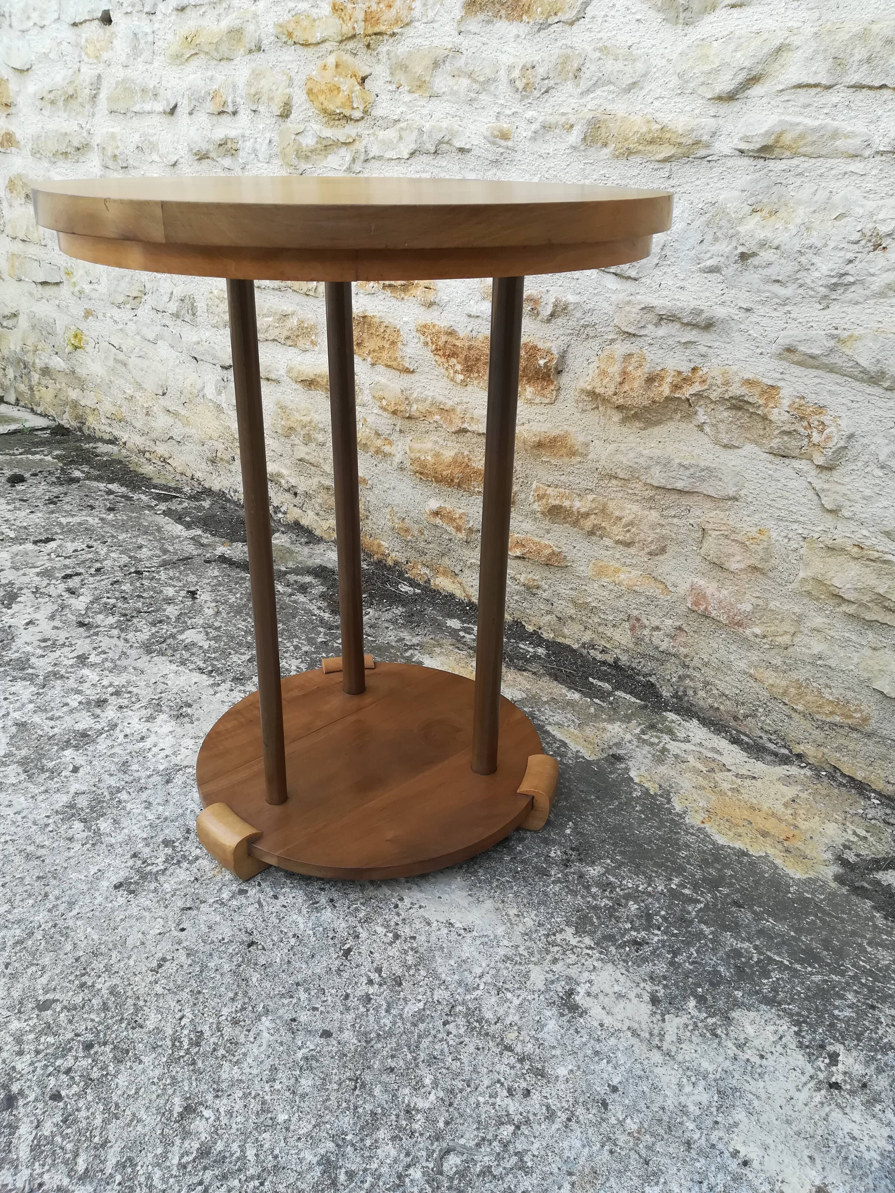 Walnut and copper pedestal table