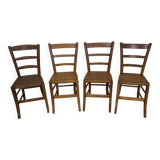 4 original solid oak bistro chairs with openwork seat