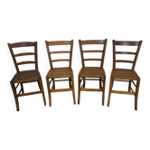 4 chaises bistrot en chêne massif, assise ajourée