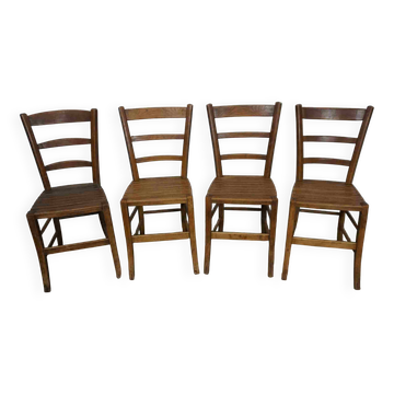 4 original solid oak bistro chairs with openwork seat