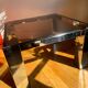 Chromed metal and smoked glass coffee table, 1980s.
