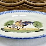 Ancien plat coq poule Saint Clément Luneville modèle Charolles