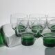 7 water glasses or wine hollow foot green glass diameter 8cm