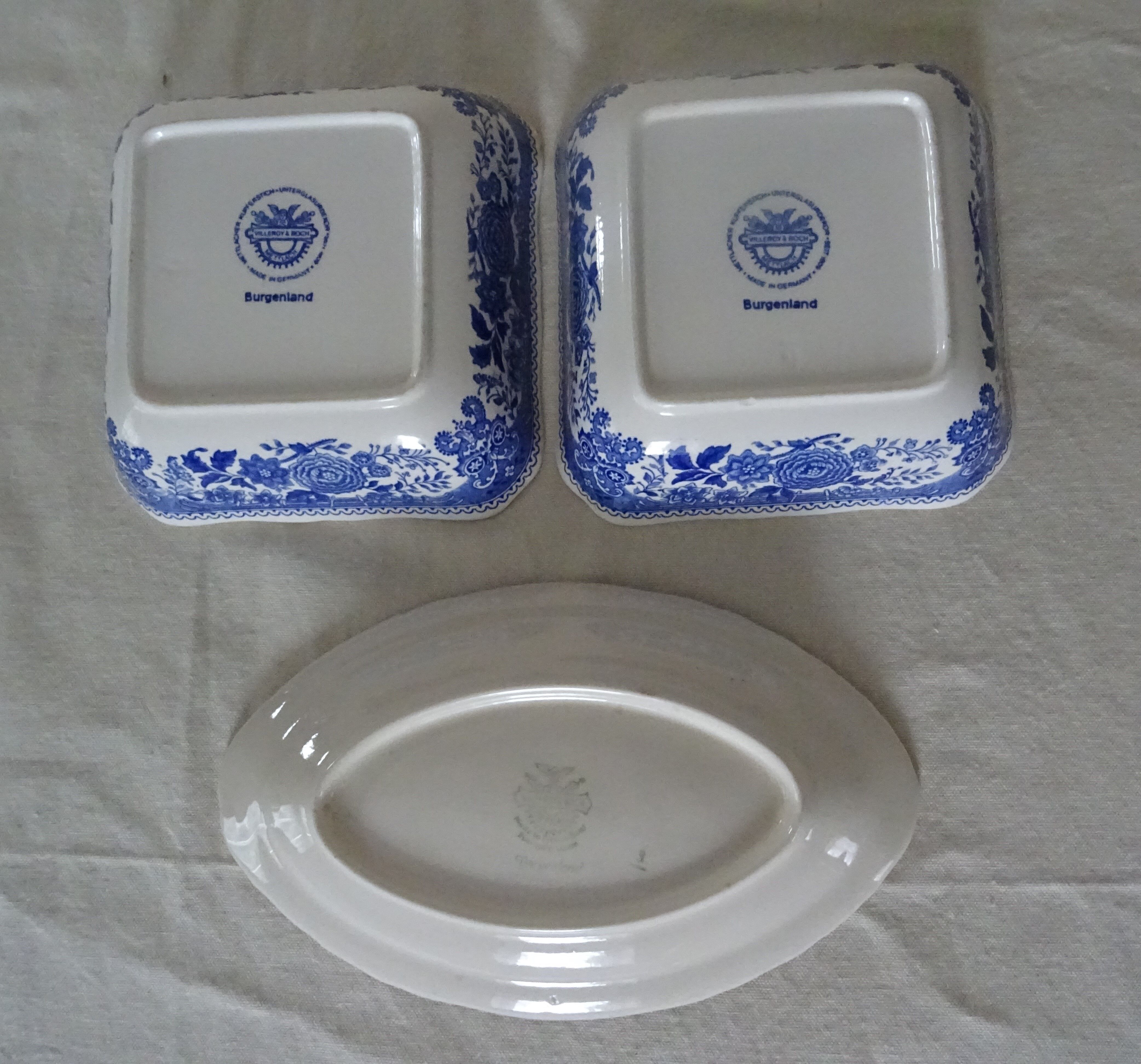 3 dishes raviers Villeroy & Boch antique earthenware 366112 Burgenland Blue
