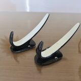 Pair of streamline coat hooks, chistera, 1970