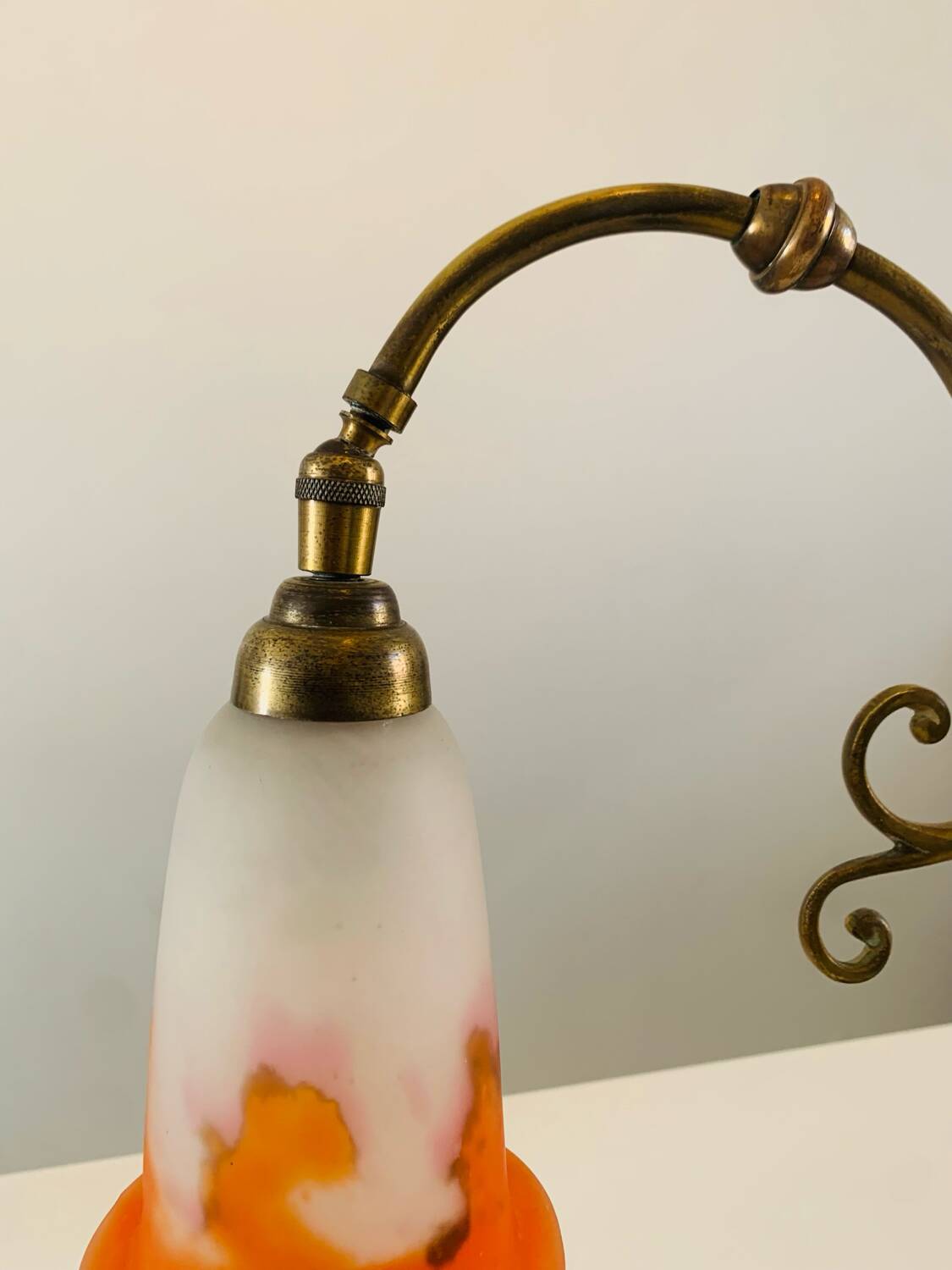 Antique desk lamp - Tulip glass paste signed Muller Frères