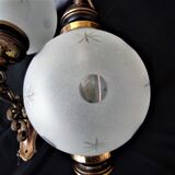 SCONCES BALL 1 pair of frosted glass with engraved stars and polished rounds