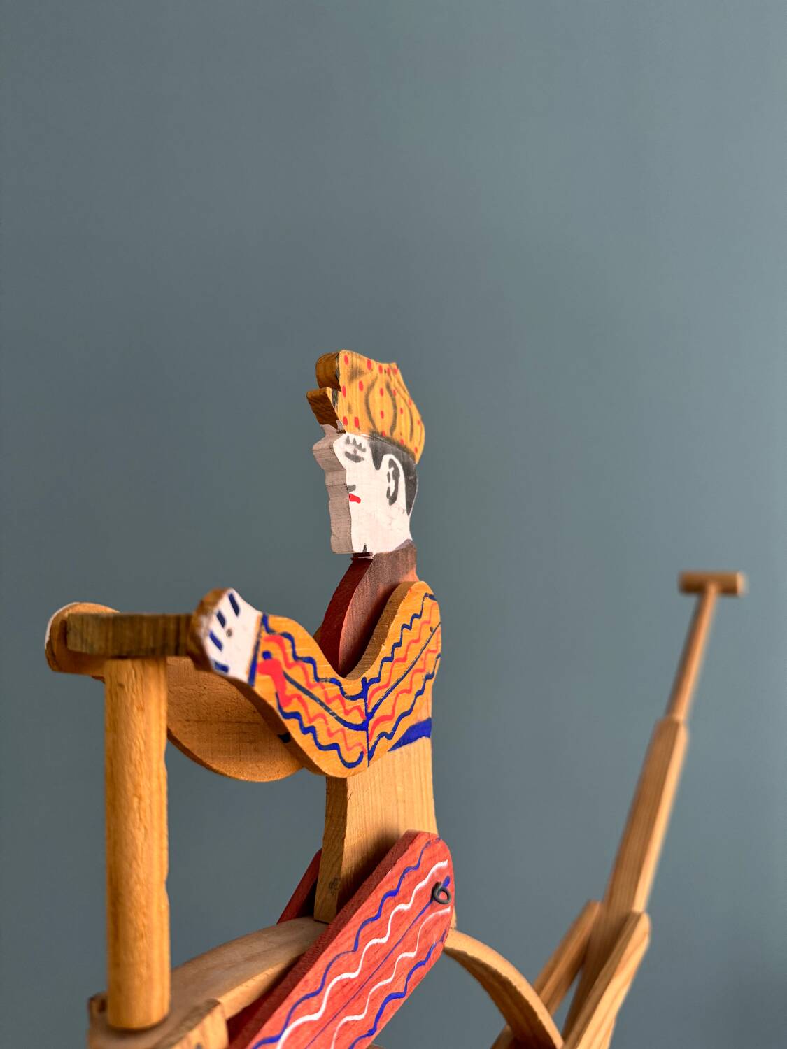 Old painted wooden push toy, circa 1930