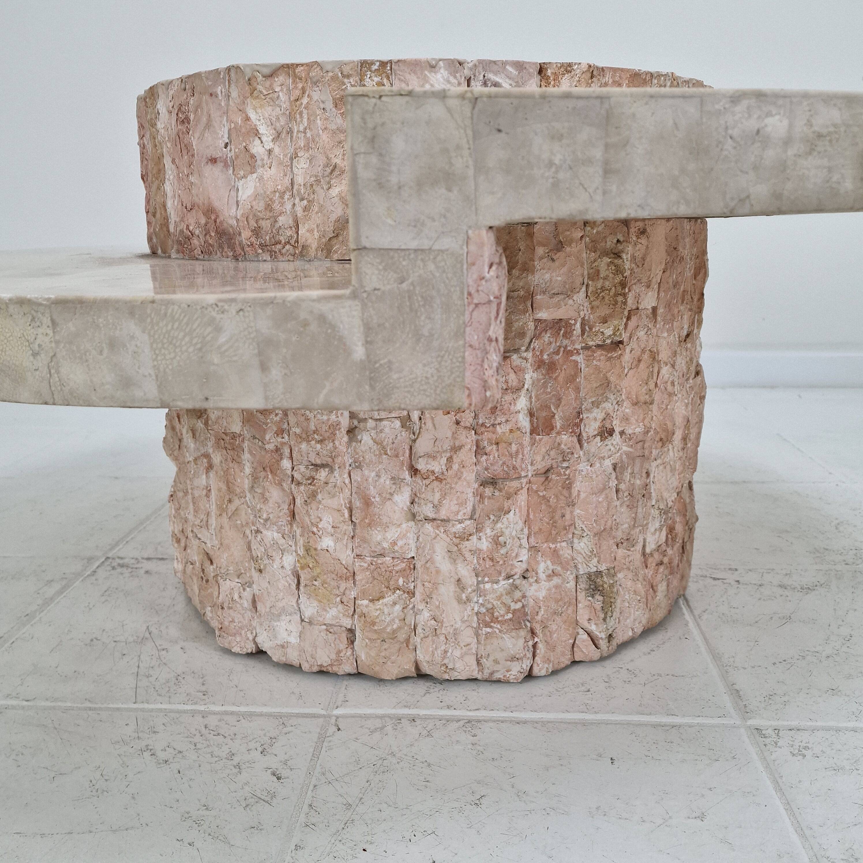 Round Mactan or Fossil Stone Coffee Table by Magnussen Ponte, 1980s