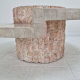 Round Mactan or Fossil Stone Coffee Table by Magnussen Ponte, 1980s