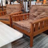 Pair of 70s pine armchairs