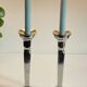 Pair of vintage cast aluminum candlesticks