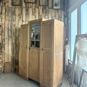 Large asymmetrical Art Deco wardrobe with three doors in oak (renovated)