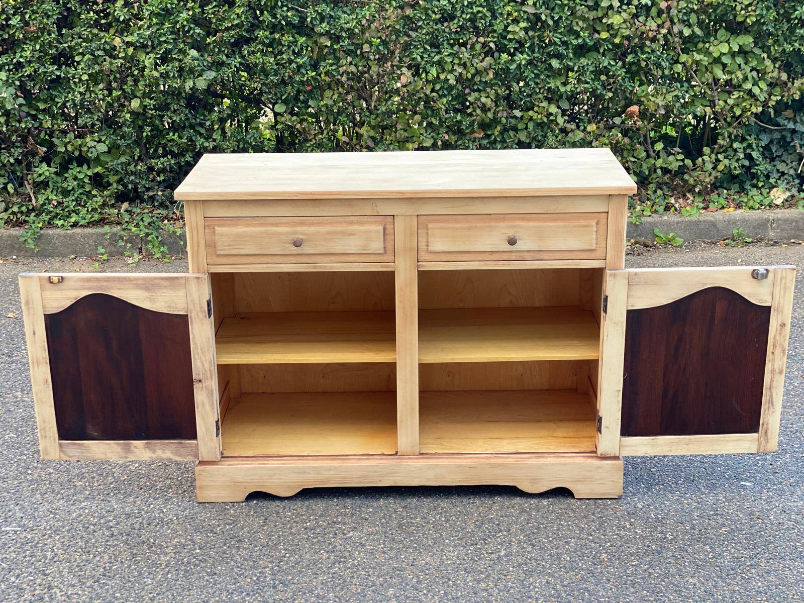 Renovated Parisian-style sideboard in light raw solid wood