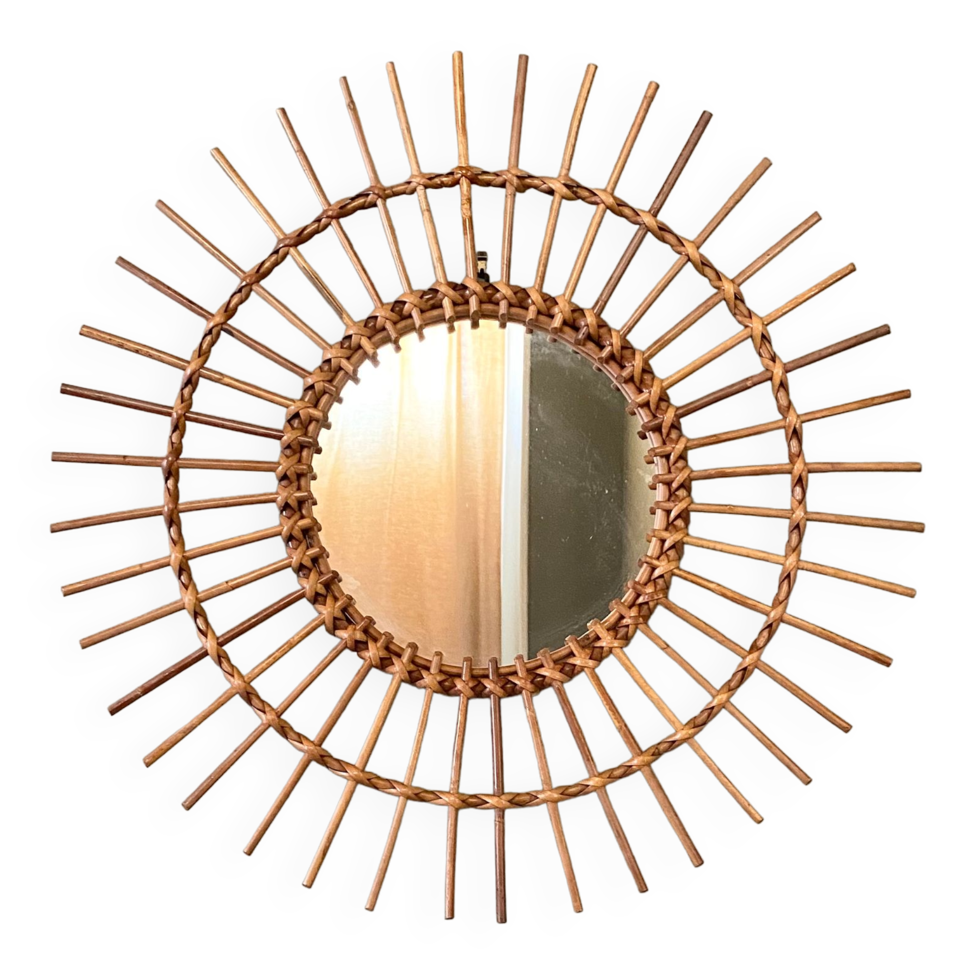 Vintage rattan sun mirror