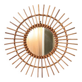 Vintage rattan sun mirror