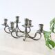 Duo of tin candlesticks, 3 lights, Gothic motifs, vintage
