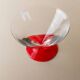 Vintage set of 6 red drinking glasses - Postmodern Memphis style ice cream cups - Italy 1980s